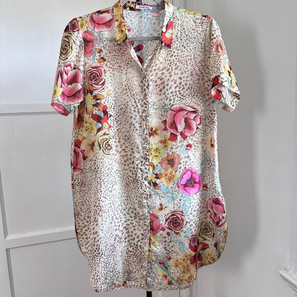 Johnny Was Tops - Johnny Was Hera Calia 100% Silk Tunic Shirt Floral Size XS